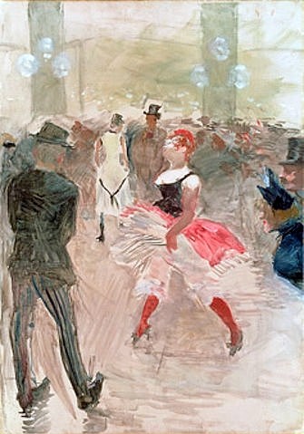 Henri de Toulouse-Lautrec, Im 'Elysée Montmarte'. 1888 (Toulouse-Lautrec,Henri de,1864-1901,Christie's Images Ltd,Öl auf Leinwand,Toulouse-Lautrec,Henri Toulouse-Lautrec,19. Jahrhundert,Post-Impressionismus,Zuschauer,Tanzlokal,Vergnügen,Aufführung,Tanz,Tänzerin,Can Can,Kabarett)