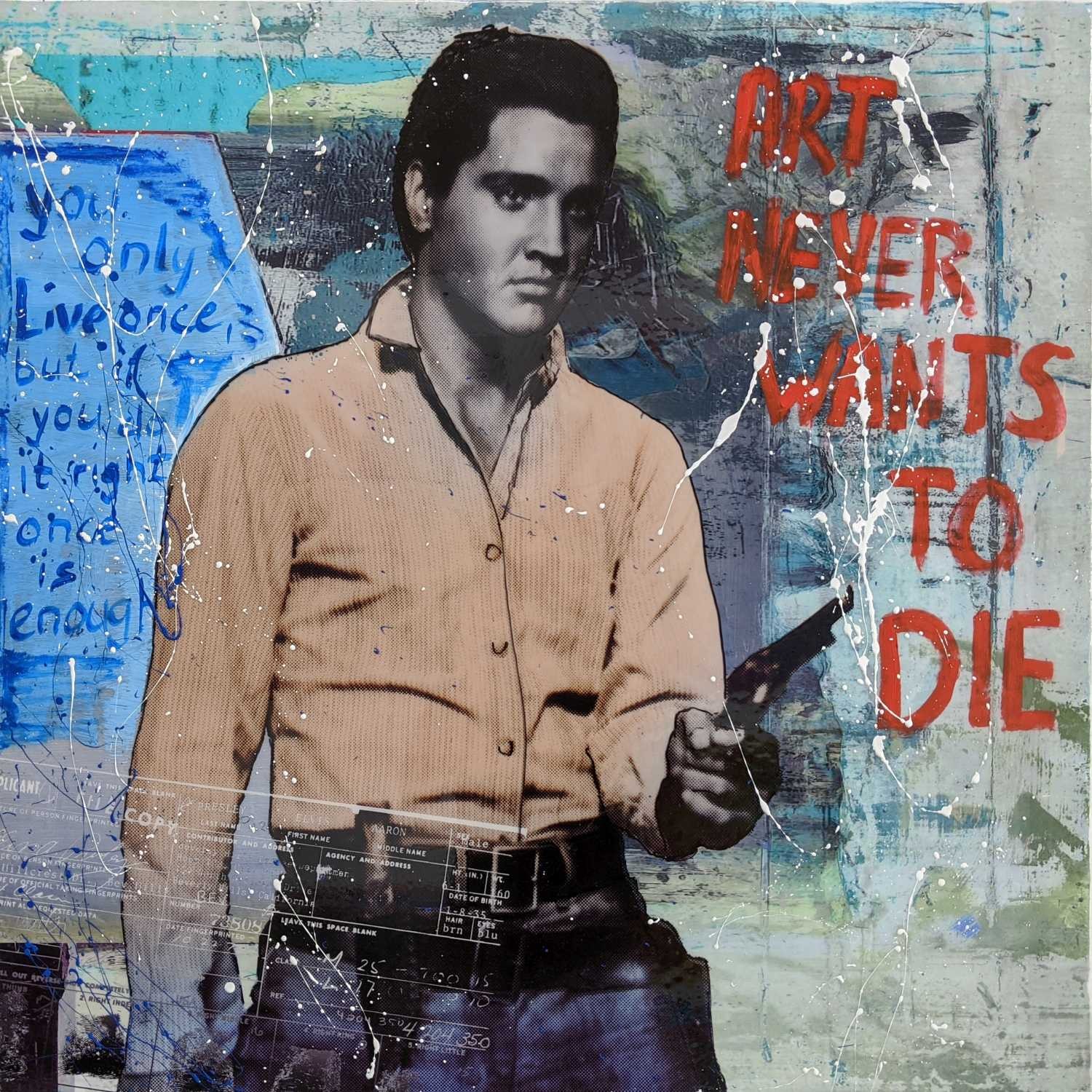 Peter Sander, Elvis (Sänger, Schauspieler, Musiker, Rock'n Roll, King of Rock'n Roll,  Persönlichkeiten, Popart, Fotokunst, Künstler, modern, illustrativ, Wunschgröße, Treppenhaus, Wohnzimmer,)