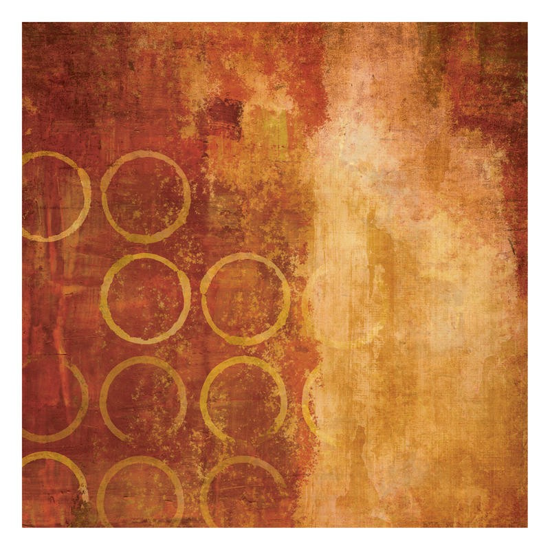 Kristin Emery, RED HOT I (Abstrakt, Malerei, geometrische Formen, Muster, Kreise, modern, zeitgenössisch, Wohnzimmer, Treppenhaus, Wunschgröße, rostrot)
