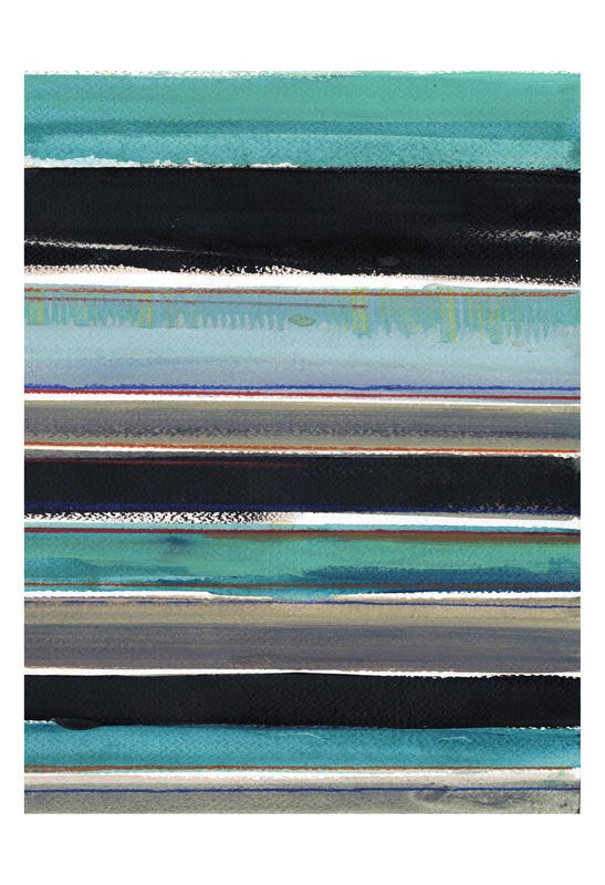 Smith Haynes, RULED II (Abstrakt, Malerei, Parallele Linien, Balken, Horizontal, Streifen, Wohnzimmer, Treppenhaus, Büro, Wunschgröße, grün/bunt)