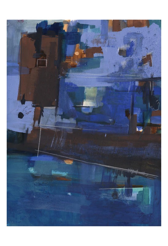 Smith Haynes, TWILIGHT WALK I (Abstrakt, Malerei, Formen, Muster, Farbfelder, Pinselstriche, modern, Wohnzimmer, Treppenhaus, Büro, Wunschgröße, blau/braun)
