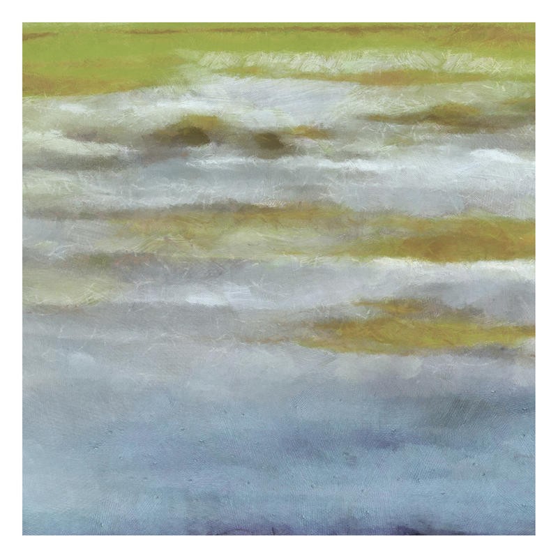 Taylor Greene, HORIZON BLUE I (Abstrakte Kunst, Landschaft, Horizont, Nebel, Dunst, Wunschgröße, modern, Treppenhaus, Wohnzimmer)
