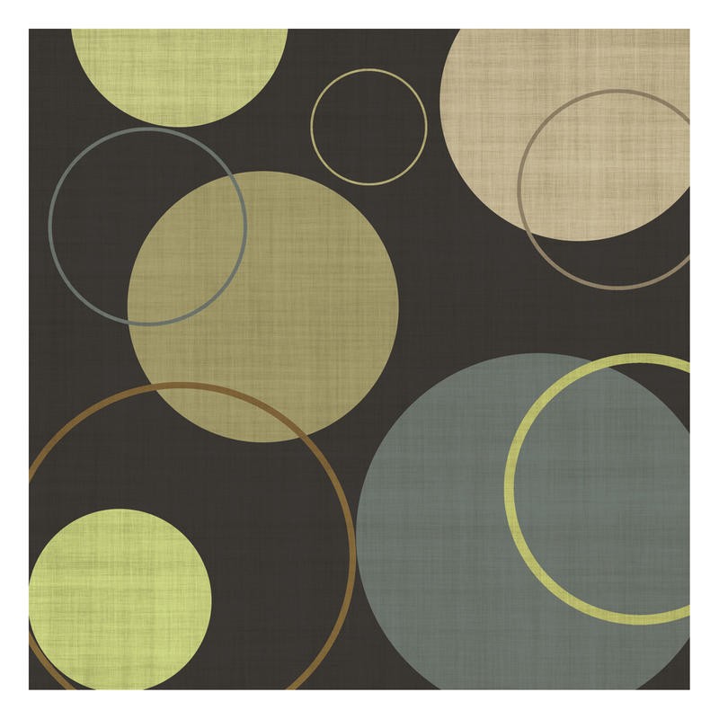 Kristin Emery, LIME RICKY I (Abstrakt, Malerei, geometrische Formen, Muster, Kreise, Kringel, Retro, modern, zeitgenössisch, Wohnzimmer, Treppenhaus, Wunschgröße, bunt)
