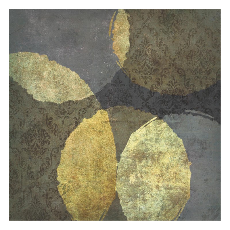 Kristin Emery, MOD I (Abstrakt, Malerei, geometrische Formen, Muster, Kreise, Scheiben,  modern, zeitgenössisch, Wohnzimmer, Treppenhaus, Wunschgröße, grau/beige)
