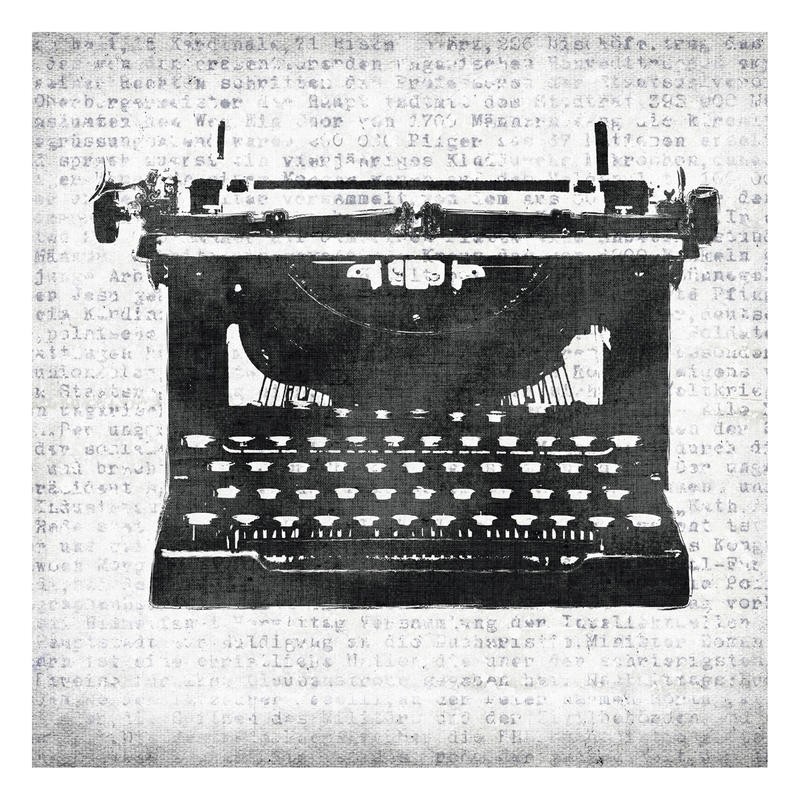 Kristin Emery, TYPEWRITER I (Schreibnmaschine, Vintage, Retro, Tasten, Notalgie, Grafik Büro, Treppenhaus, 
Wunschgröße, schwarz/weiß)