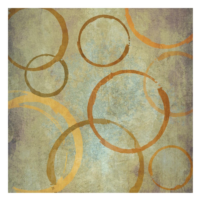 Kristin Emery, CIRCLES II (Abstrakt, Malerei, geometrische Formen, Muster, Kreise, Kringel, Retro, modern, zeitgenössisch, Wohnzimmer, Treppenhaus, Wunschgröße, beige/orange)