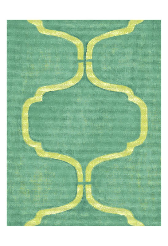 Patti Sechi, GEO GREEN (Muster, Kachelmuster, Kacheln, geometrisch, Küche, Treppenhaus, Wohnzimmer, Wunschgröße, Malerei, grün/gelb)
