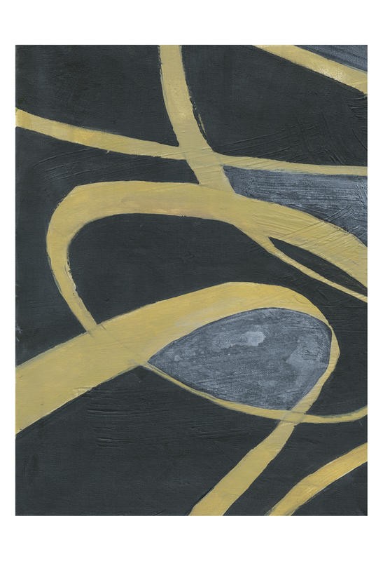 Smith Haynes, GOLD ACCORD I (Abstrakt, Malerei, Linien, Kurven, Dynamik, Bewegung, Schwung, Wohnzimmmer, Treppenhaus, Wunsachgröße, schwarz/gold)