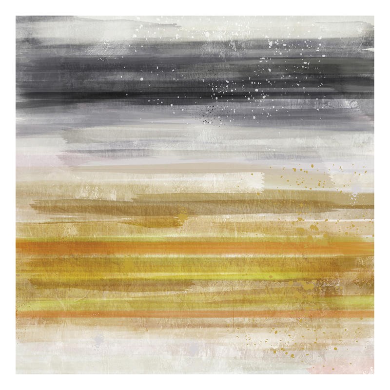 Cynthia Alvarez, LINEAR ILLUSION YELLOW IV (Abstrakte Kunst, abstrakte Malerei, Farbfelder,parallele Linien, moderne Malerei, Büro, Business,  Wohnzimmer, Treppenhaus, Wunschgröße, gelb/grau)