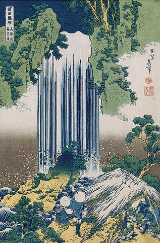 Katsushika Hokusai, Der Yoro Wasserfall in der Provinz Mino. Aus der Serie: Eine Reise zu den Wasserfällen Japans. (Christie's Images Ltd,Hokusai,Katsushika,1760-1849,Katsushika Hokusai,Japan,Wasserfall,Landschaft)