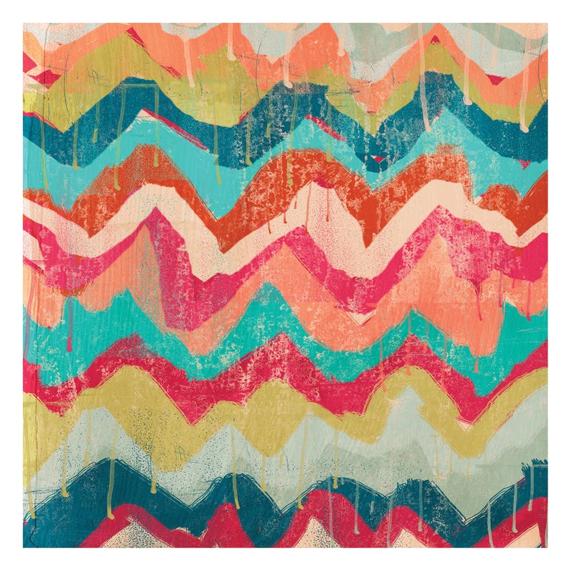 Cynthia Alvarez, HOT CHEVRONS III (Abstrakte Kunst, abstrakte Malerei, Zichzacklinien, Muster, Farbtropfen, moderne Malerei,  Wohnzimmer, Treppenhaus, Wunschgröße, bunt)