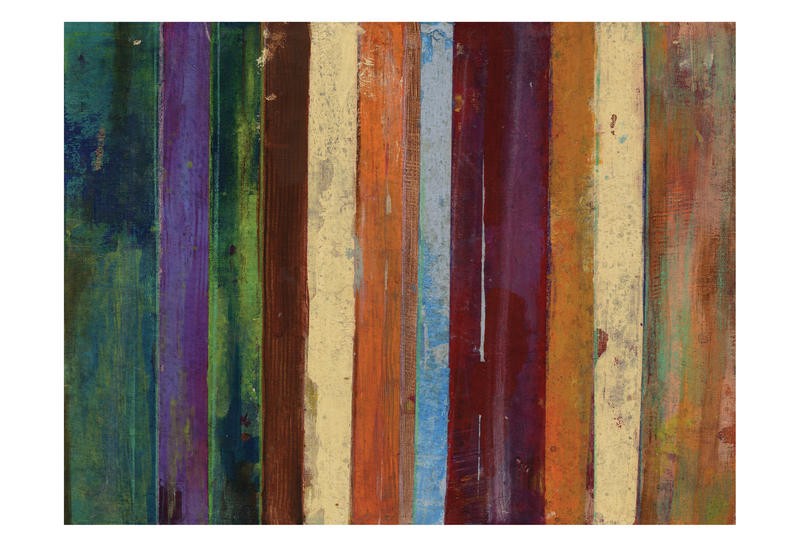 Smith Haynes, STRIPES WITH BROWN I (Abstrakt, Block - Streifen, senkrecht, modern, Malerei, Wohnzimmer, Büro, Treppenhaus, Wunschgröße, bunt)