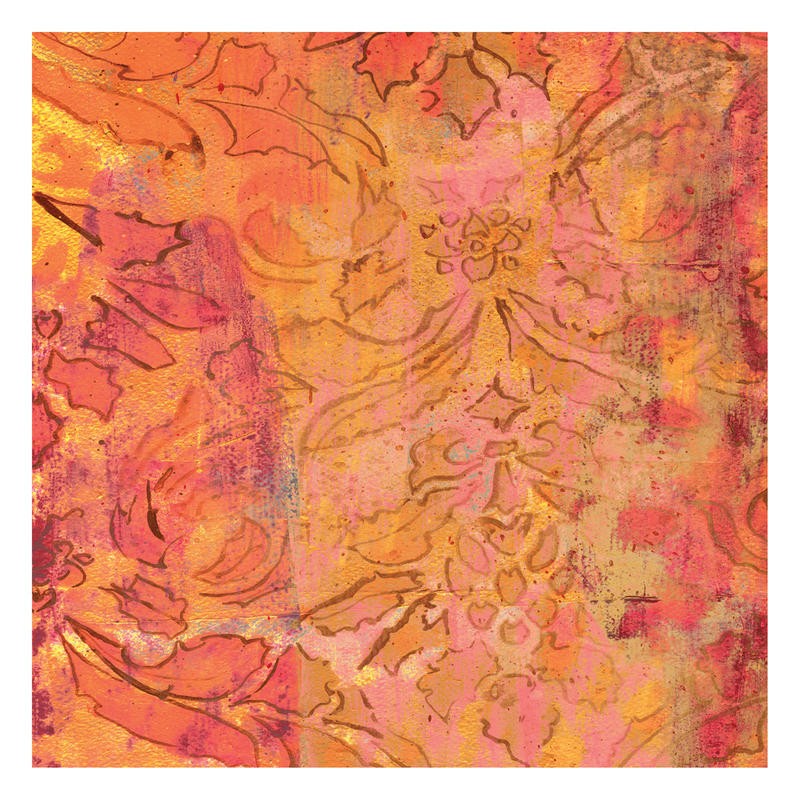 Smith Haynes, PATTERNS RED ORANGE I (Abstrakt, florale Muster, Malerei, Tapetenmuster, Wunschgröße, Wohnzimmer Treppenhaus, Schlafzimmer, orange / rot)