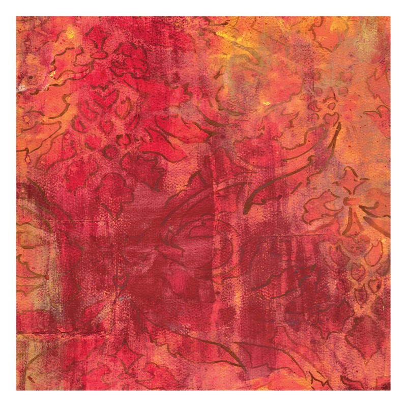 Smith Haynes, PATTERNS RED ORANGE II (Abstrakt, florale Muster, Malerei, Tapetenmuster, Wunschgröße, Wohnzimmer Treppenhaus, Schlafzimmer, orange / rot)
