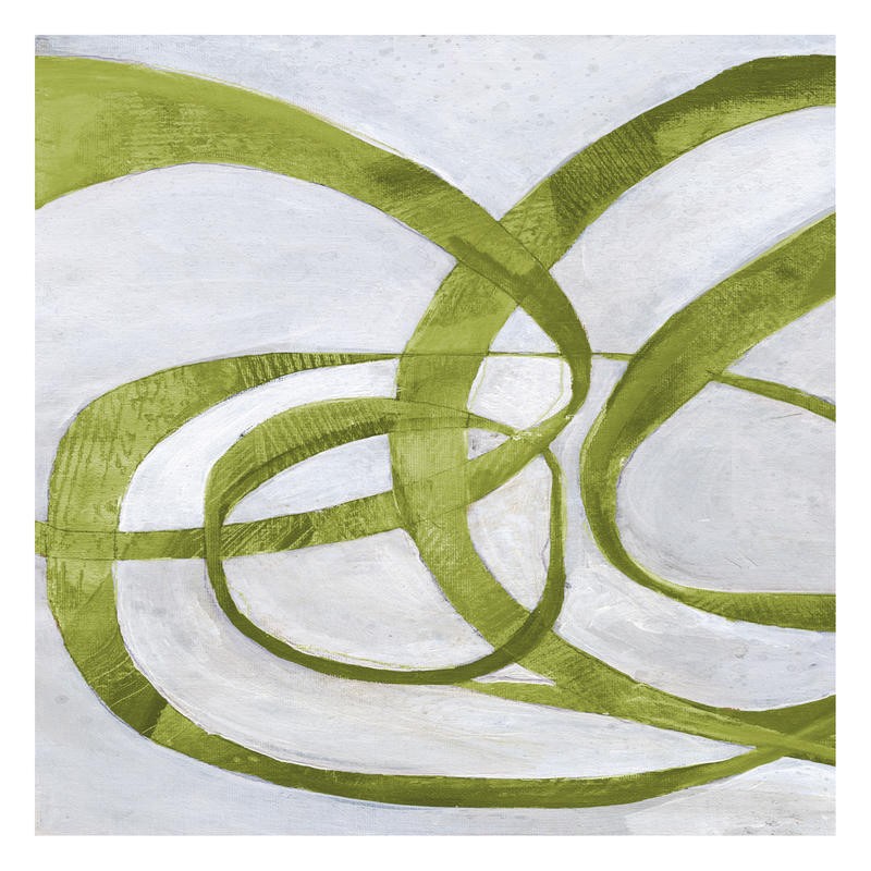 Smith Haynes, CIRCLES GREEN (Abstrakt, Malerei, Linien, Kurven, Dynamik, Bewegung, Schwung, Wohnzimmmer, Treppenhaus, Wunsachgröße, grün/hellgrau)