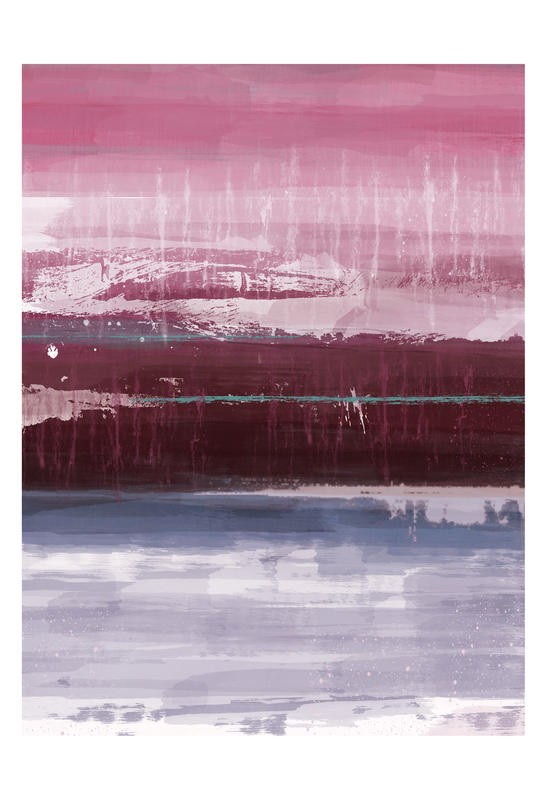 Cynthia Alvarez, HORIZON II (Abstrakte Kunst, abstrakte Malerei, Farbfelder, abstrakte Landschaft, moderne Malerei, Büro, Business,  Wohnzimmer, Treppenhaus, Wunschgröße, violett)