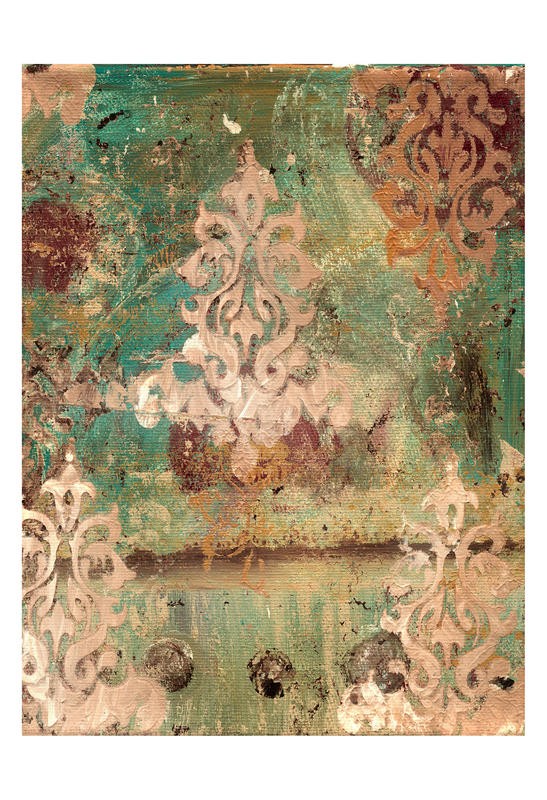 Erin Butson, BAROQUE I (Abstrakte Malerei, Muster, barocke Ornamente, dekorativ,  Grafik, Wohnzimmer, Treppenhaus,   Wunschgröße, bunt)