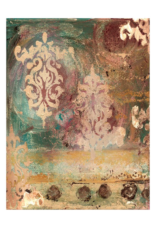 Erin Butson, BAROQUE II (Abstrakte Malerei, Muster, barocke Ornamente, dekorativ,  Grafik, Wohnzimmer, Treppenhaus,   Wunschgröße, bunt)
