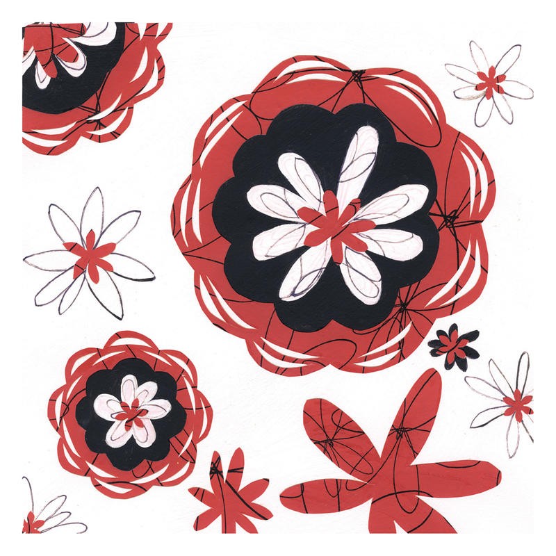 Margaret Reule, RED AND BLACK BLOOMS II (BLUMEN)