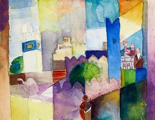 August Macke, Kairouan III. 1914 (Aquarell über Bleisift auf Papier,Münster,LWL-Museum für Kunst und Kultur<br>Westfälisches Landesmuseum,1887-1914,Macke,August,August Macke)