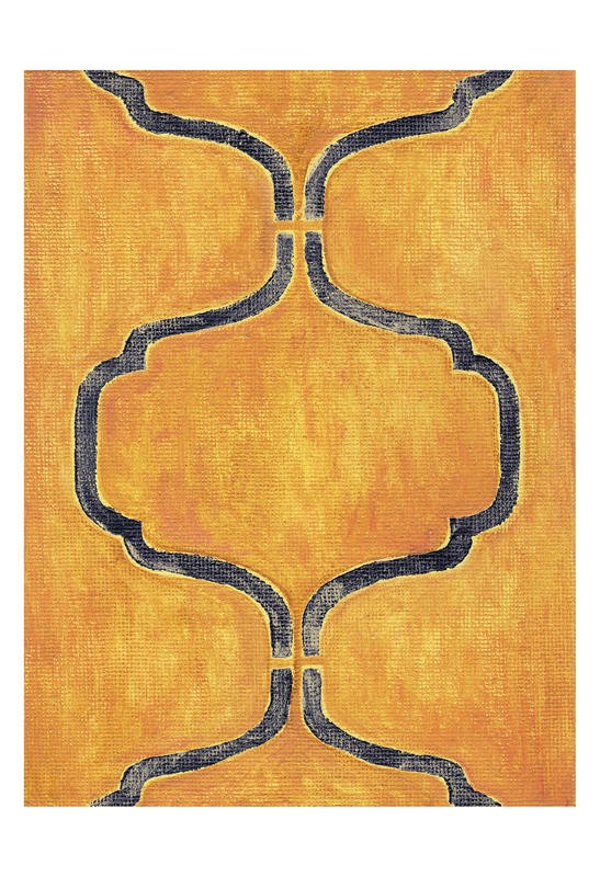 Patti Sechi, GEO ORANGE (Muster, Kachelmuster, Kacheln, geometrisch, Küche, Treppenhaus, Wohnzimmer, Wunschgröße, Malerei, grau/goldgelb)