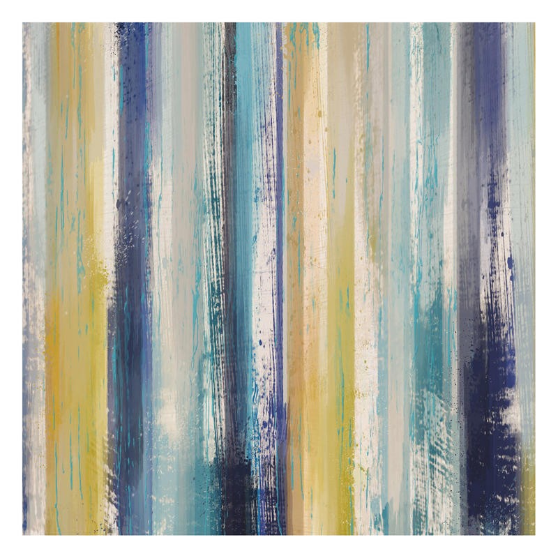 Cynthia Alvarez, LINE WORK III (Abstrakte Kunst, abstrakte Malerei, Farbfelder, parallele Linien, Pinselstriche, vertikale Streifen, moderne Malerei, Büro, Business,  Wohnzimmer, Treppenhaus, Wunschgröße, bunt)