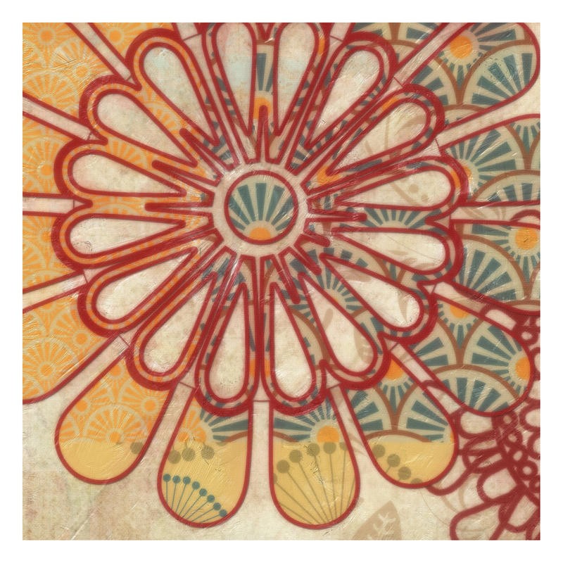 Taylor Greene, FLORA TRANCE I (Abstrakte Kunst, florale Muster, Blumen, Hippie, flower power, Muster, modern,  Wunschgröße, Treppenhaus, Wohnzimmer, bunt)