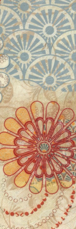 Taylor Greene, FLORA TRANCE PANEL I (Abstrakte Kunst, florale Muster, Blumen, Hippie, flower power, Muster, modern,  Wunschgröße, Treppenhaus, Wohnzimmer, bunt)