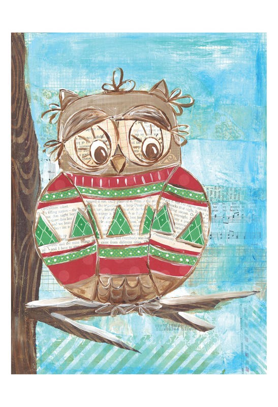 Erin Butson, CHILL II (Eule, Winter, Pullover, Chillen, abhängen, ausruhen, Motivation, Grafik, Wohnzimmer, Treppenhaus, Kinderzimmer,  Wunschgröße, bunt)