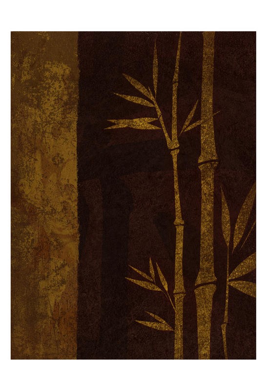 Kristin Emery, BAMBOO I (Bambus, Blätter, Grafik, modern, Wohnzimmer, Treppenhaus, Schlafzimmer, Grafik, Wunschgröße, gold/braun)