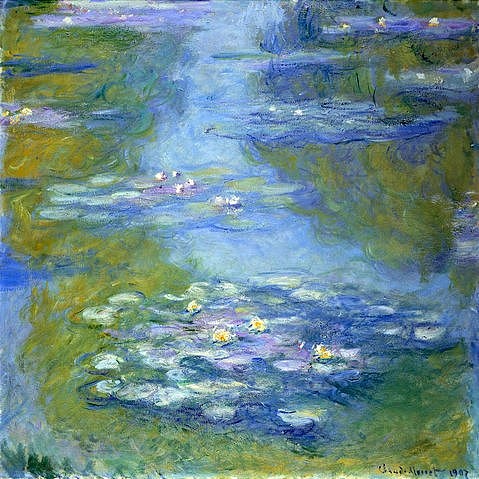 Claude Monet, Seerosen. 1907 (Monet,Claude,1840-1926,Christie's Images Ltd,Öl auf Leinwand,Claude Monet,Seerosen,Impressionismus,Teich,Wasser,Seerose,blau,grün)