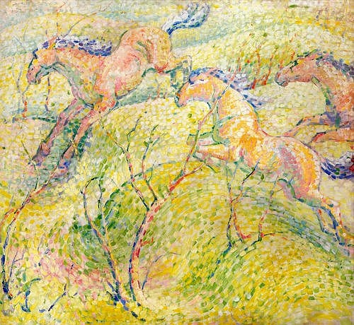 Franz Marc, Springende Pferde. 1910 (Marc,Franz,1880-1916,Christie's Images Ltd,Öl auf Leinwand,20. Jahrhundert,)