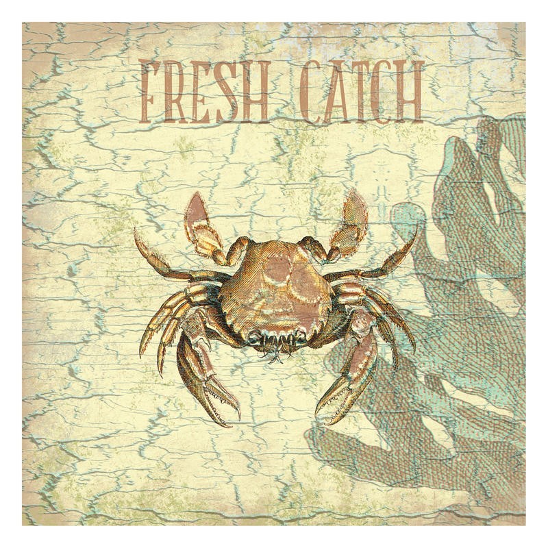 Sheldon Lewis, FRESH CATCH (Krabbe, Krebs, maritim, Meerestiere, Grafik, Badezimmmer, Treppenhaus, Küche, Esszimmer, Wunschgröße, bunt)