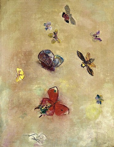 Odilon Redon, Papillons (Schmetterlinge). 1913 (Symbolismus, Schmetterlinge, zart, Luft, Insekten, flattern, Vielfalt, klassische Moderne, Wunschgröße, Treppenhaus)
