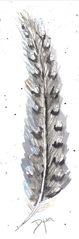Beverly Dyer, FEATHER TRIO PART III (Feder, Vogelfeder,  Schlafzimmer, Wohnzimmer, Treppenhaus, Malerei, Wunschgröße, grau)