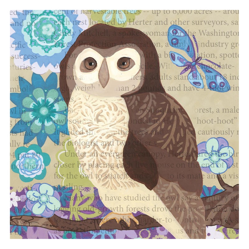 Margaret Reule, FLORAL OWL FRENZY I (VÖGEL)