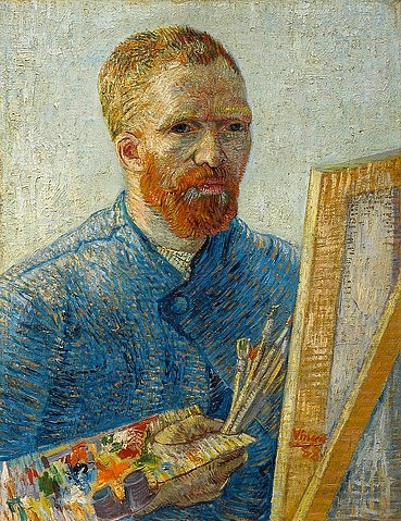 Vincent van Gogh, Selbstbildnis vor der Staffelei. 1888 (Gogh,Vincent van,1853-1890,Amsterdam,Van Gogh - Museum,Öl auf Leinwand,19. Jahrhundert,Gogh,Vincent van Gogh,Post-Impressionismus,Selbstportrait,Maler,Künstler,Palette,Pinsel,Bart,Farben)