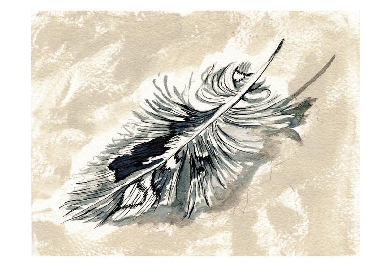 Anne Ormsby, FEATHER II (Feder, Vogel, Leichtigkeit, federleicht, Malerei, Wunschgröße, Wohnzimmer, Treppenhaus, Schlafzimmer, bunt)