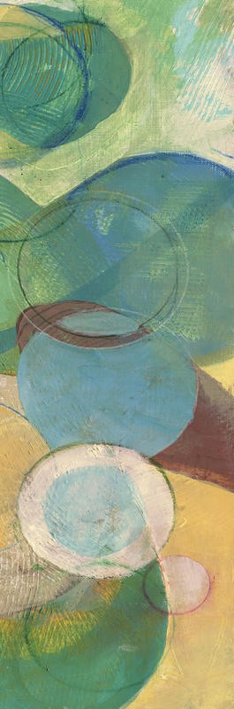 Smith Haynes, DISC ARRAY III (Abstrakt, Malerei, geometrische Formen, Kreise, Spachtellinien, Farbflächen, Wohnzimmer, Treppenhaus, Büro, Wunschgröße, pastell)