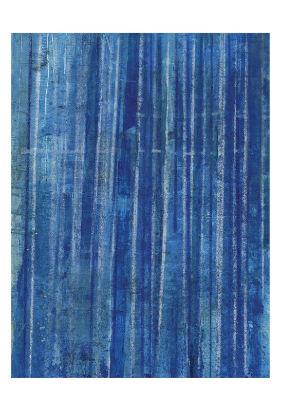 Smith Haynes, SOFT OCEAN RULES I (Abstrakt, Malerei, Parallele Linien, Vertikale, Streifen, Wohnzimmer, Treppenhaus, Büro, Wunschgröße, blau)