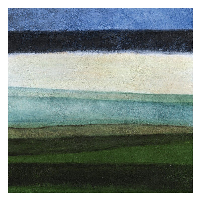 Kristin Emery, STRIPES IN BLUE II (Abstrakt, Malerei, Streifen,  Waagerechte, modern, zeitgenössisch, Wohnzimmer, Treppenhaus, Wunschgröße, bunt)