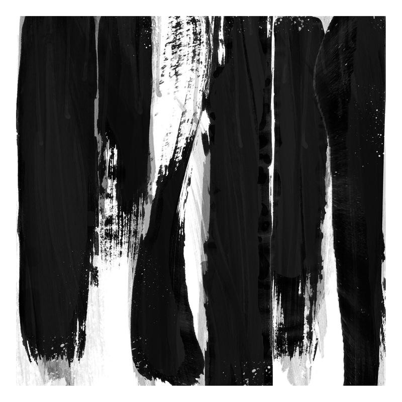 Cynthia Alvarez, DARKNESS REIGNS I (Abstrakte Kunst, abstrakte Malerei, Streifen, vertikale Balken, pastos, Pinselstrich, moderne Malerei, Wohnzimmer, Treppenhaus, Wunschgröße, schwarz/weiß)