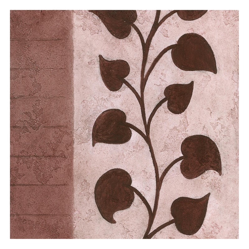 Kristin Emery, VINE I (Abstrakt, Malerei, florale Muster, Blätter, Zweig, modern, zeitgenössisch, Wohnzimmer, Treppenhaus, Wunschgröße, altrosa)