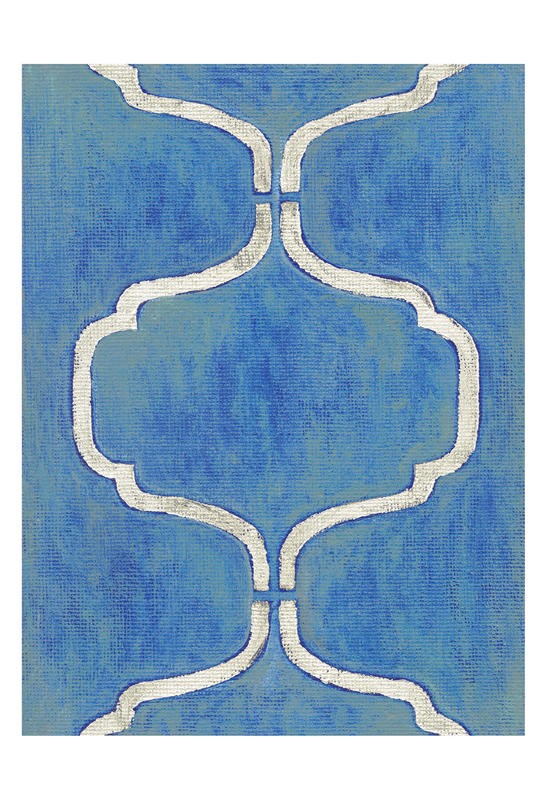 Patti Sechi, GEO BLUE (Muster, Kachelmuster, Kacheln, geometrisch, Küche, Treppenhaus, Wohnzimmer, Wunschgröße, Malerei, blau/weiß)