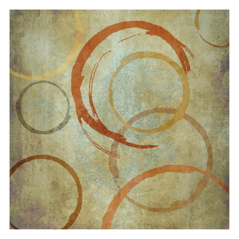 Kristin Emery, CIRCLES I (Abstrakt, Malerei, geometrische Formen, Muster, Kreise, Kringel, Retro, modern, zeitgenössisch, Wohnzimmer, Treppenhaus, Wunschgröße, beige/orange)