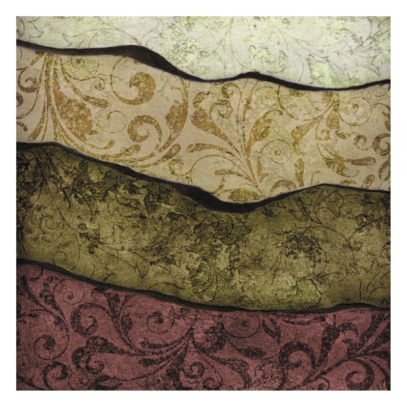 Kristin Emery, RIVER EARTH BROWN II (Abstrakt, Malerei, Streifen, Ornamente, horizontal, modern, zeitgenössisch, Wohnzimmer, Treppenhaus, Wunschgröße, oliv/rosa)