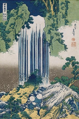 Katsushika Hokusai, Der Yoro Wasserfall in der Provinz Mino. Aus der Serie: Eine Reise zu den Wasserfällen Japans. (Christie's Images Ltd,Hokusai,Katsushika,1760-1849,Katsushika Hokusai,Japan,Wasserfall,Landschaft)