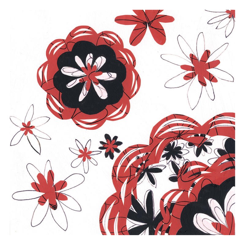 Margaret Reule, RED AND BLACK BLOOMS I (BLUMEN)