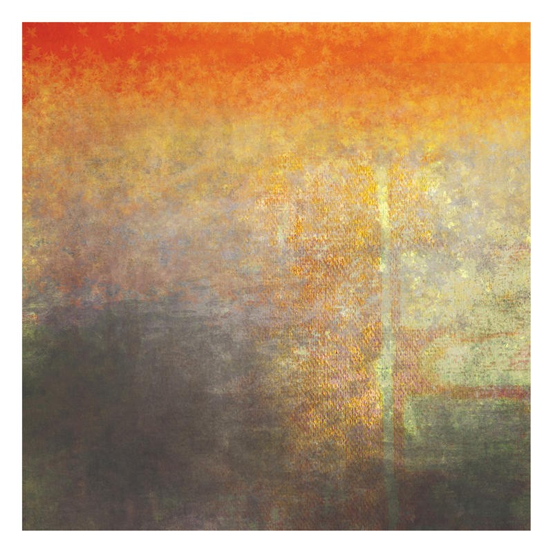 Kristin Emery, SUNSET I (Abstrakt, Malerei, Sonnenuntergang, Farbverläufe,  modern, zeitgenössisch, Wohnzimmer, Treppenhaus, Wunschgröße, grau/orange)