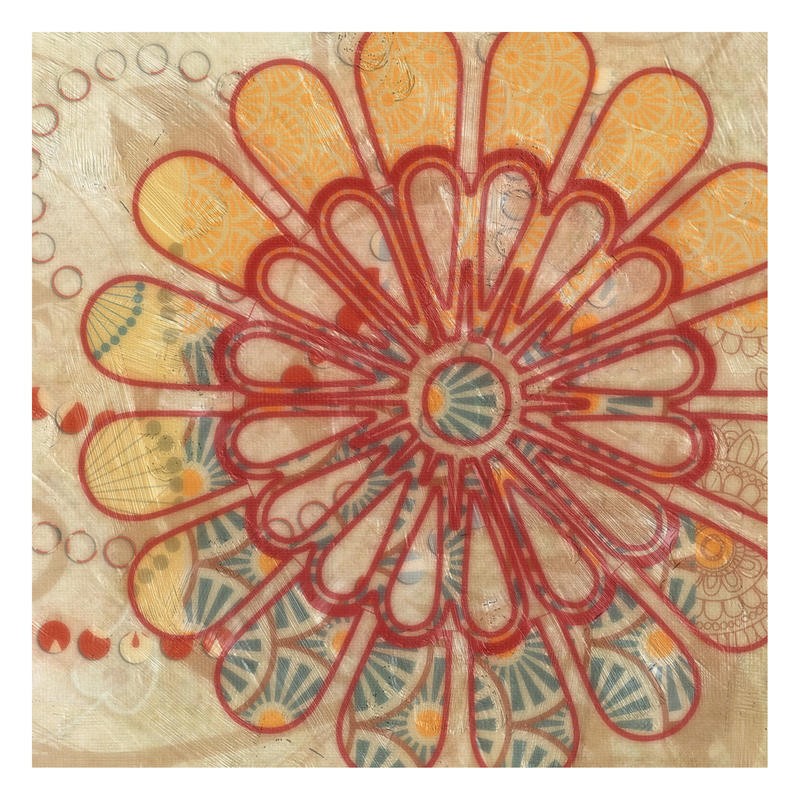 Taylor Greene, FLORA TRANCE III (Abstrakte Kunst, florale Muster, Blumen, Hippie, flower power, Muster, modern,  Wunschgröße, Treppenhaus, Wohnzimmer, bunt)